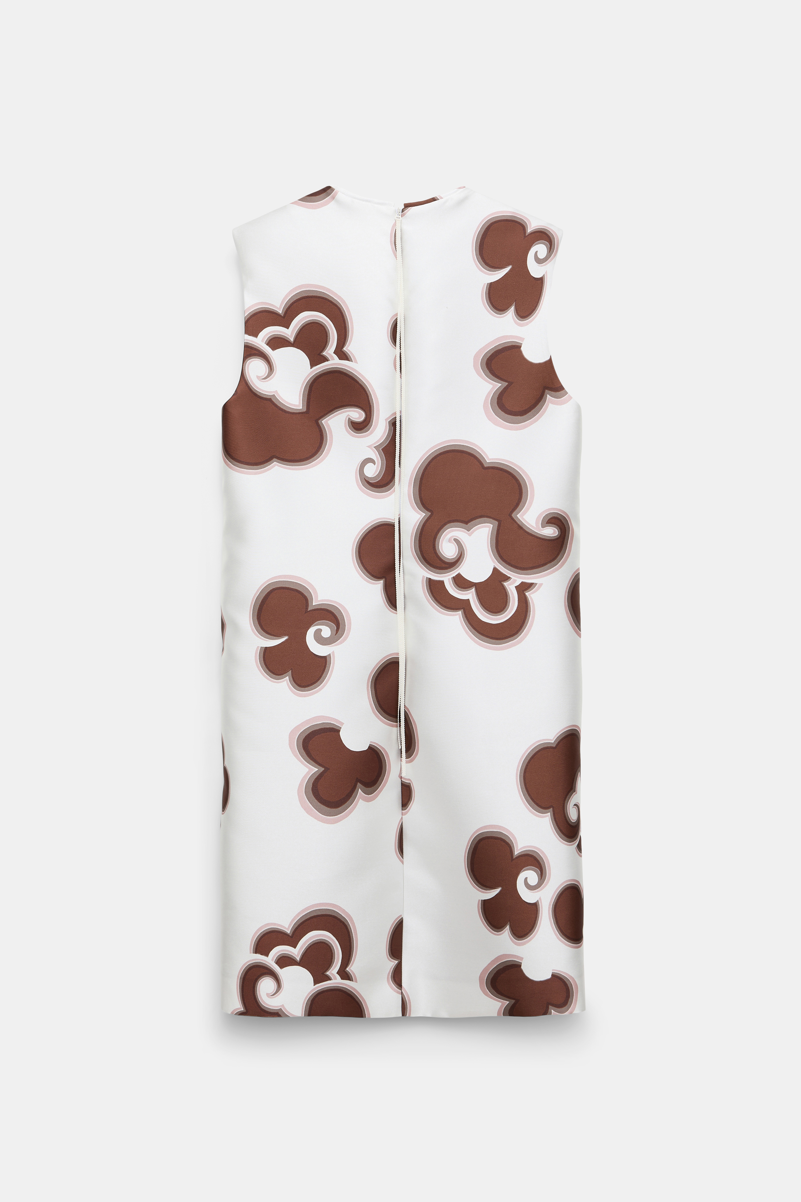 Dorothee Schumacher Embellished shift dress in printed duchesse twill offwhite chocolate